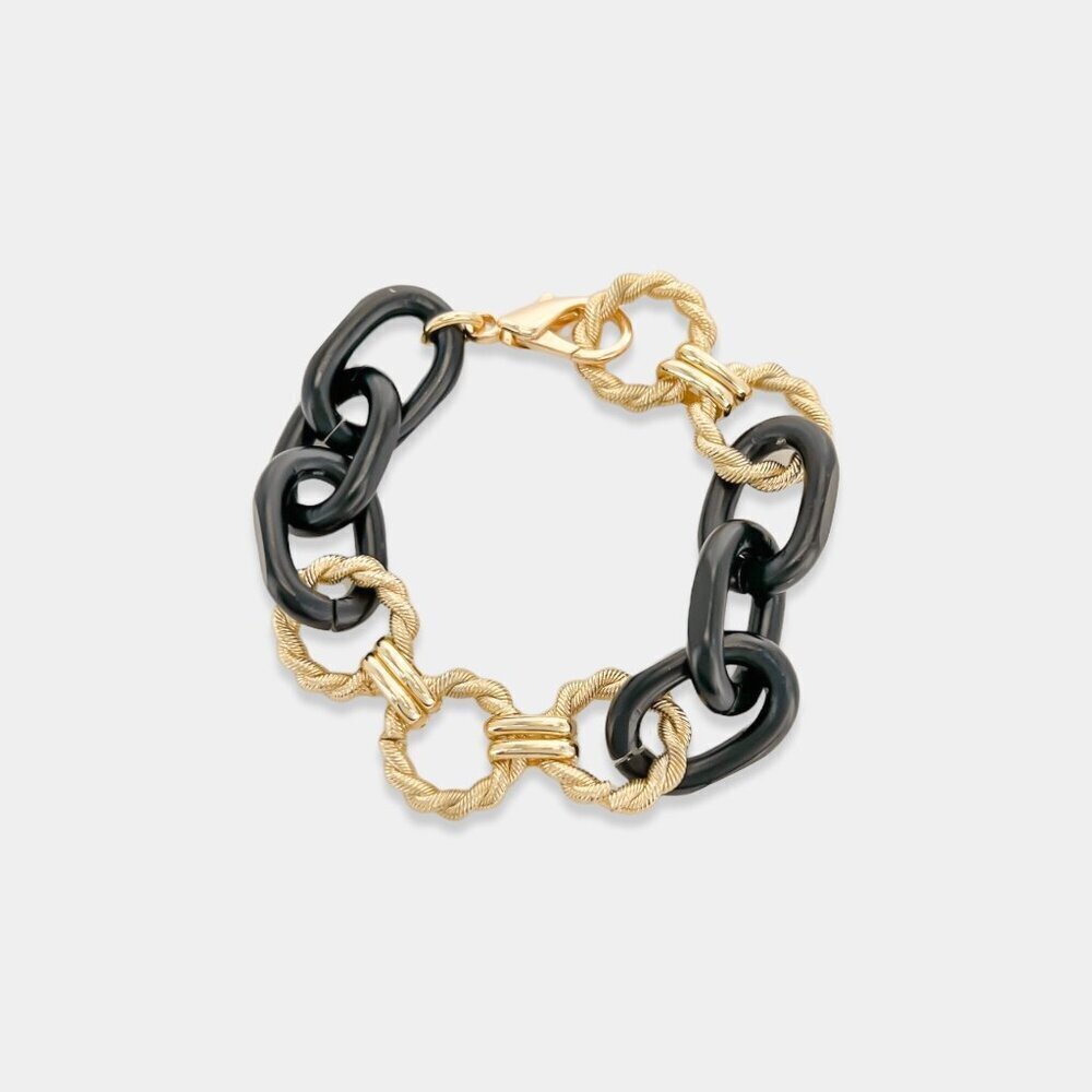 OMG Design Black and Gold 8-inch Chain Bracelet